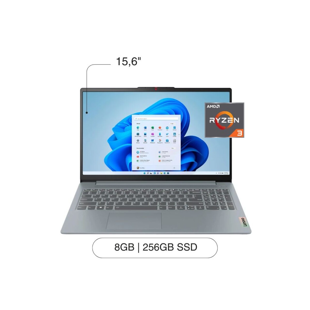 Notebook LENOVO Ideapad Slim 3 15,6' FHD 256GB / 8GB RAM Ryzen 3 30 W11 - Gray 