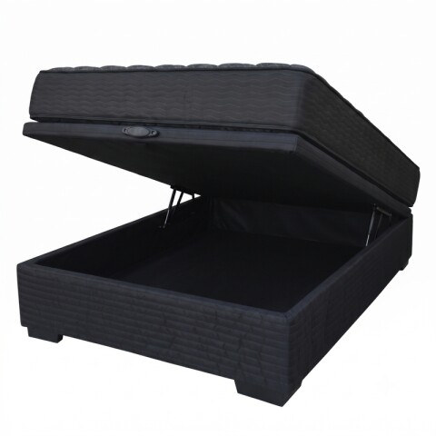 Sommier Baúl Plaza Y Media Negro con Colchón Linde Zafiro 110x190 Firme Sommier Baúl Plaza Y Media Negro con Colchón Linde Zafiro 110x190 Firme