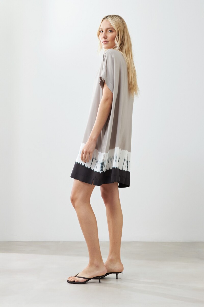 Vestido camisero tie dye beige