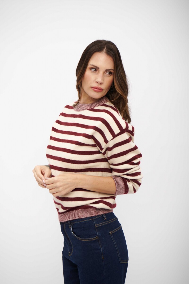 BUZO LIA CREMA BORDO