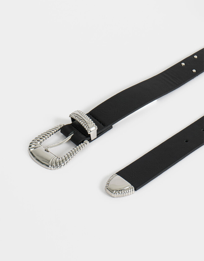 Cinturones y Fajas Boho Cinturón De Cuerina Western - Negro