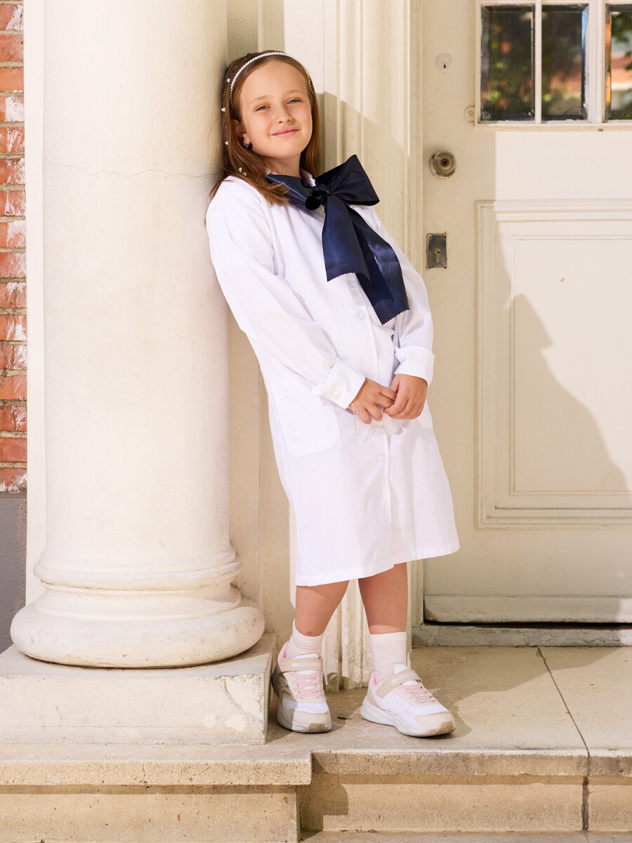 TUNICA ESCOLAR RECTA NIÑA C/ FESTON - BLANCO 