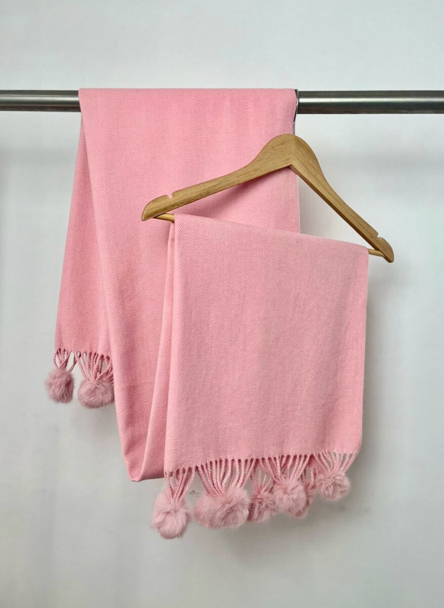 PASHMINA C/POM CONEJO - ROSA 