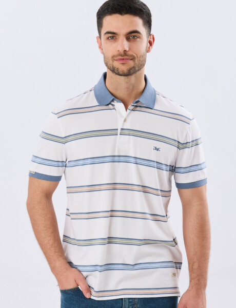 REMERA POLO RAYADA JERSEY Blanco