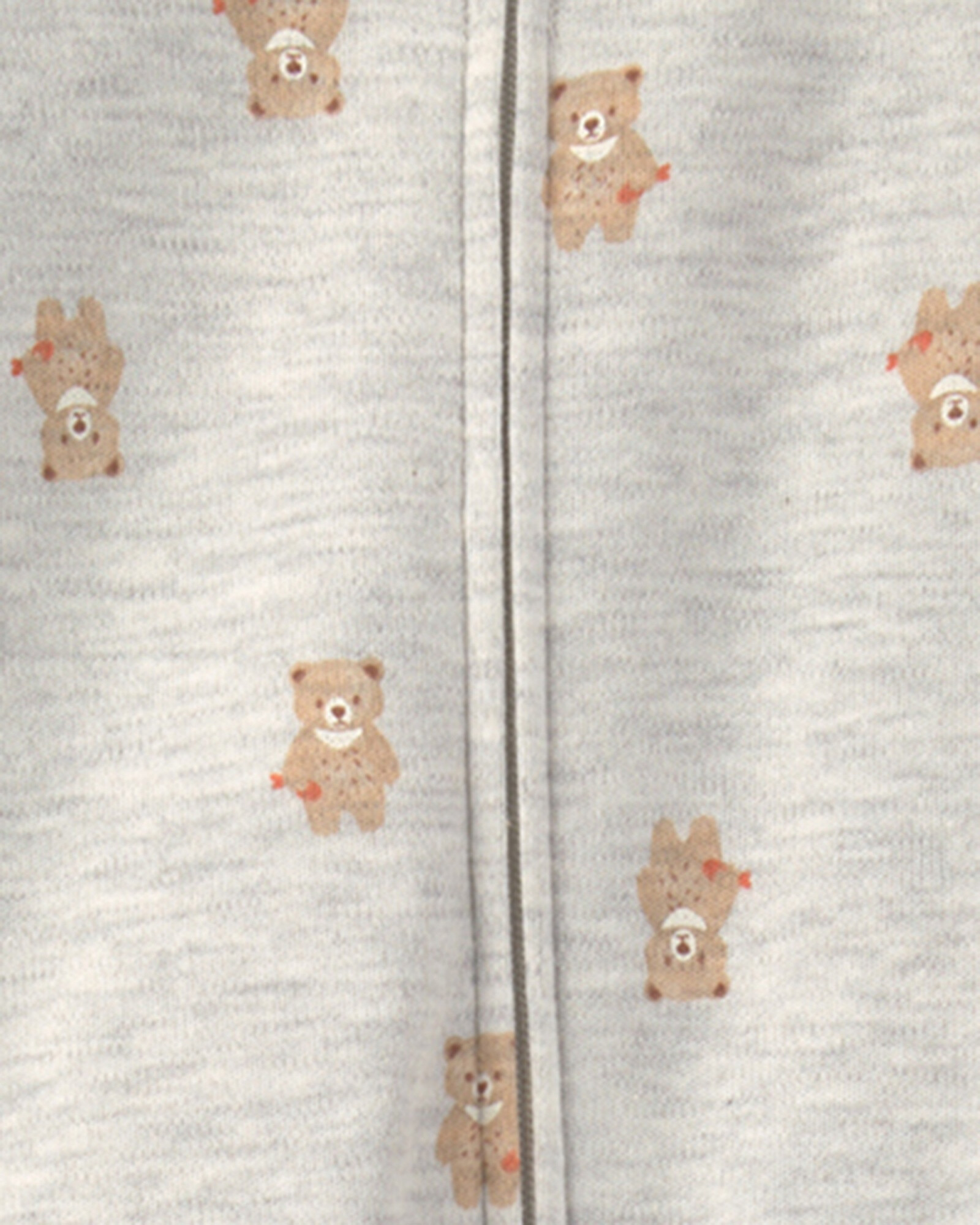 Pijama una pieza de algodón, con pie, gris, diseño ositos Pijama una pieza de algodón, con pie, gris, diseño ositos