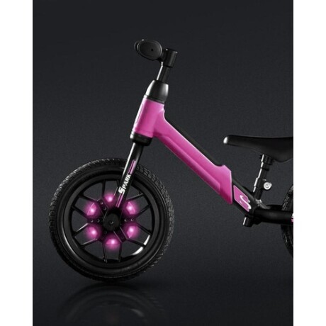 Bicicleta de equilibrio sin pedales con luces LED Qplay Spark Fucsia