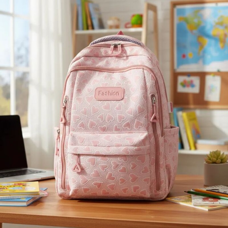 Mochila Escolar Liceal Corazones 35 Litros ROSA