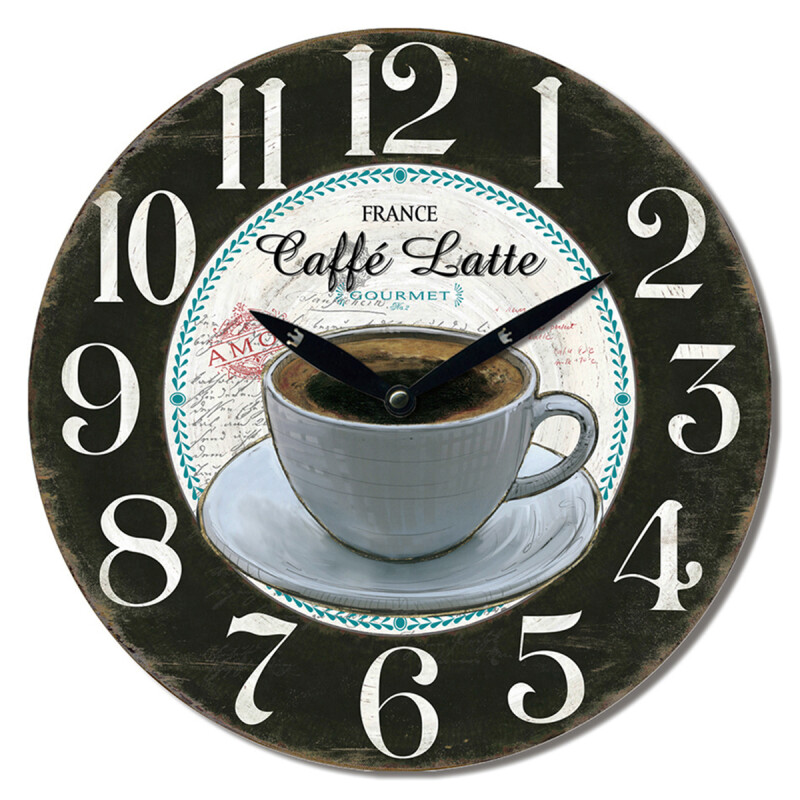 Reloj de pared mdf D28,8x3,5 cm COFFEE