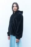 Chaqueta capucha teddy negro