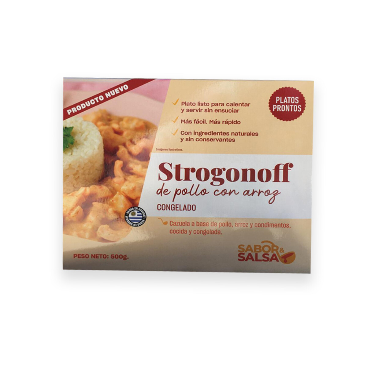 CAZUELA STROGONOFF DE POLLO CON ARROZ SABOR Y SALSA 500 GRS. 