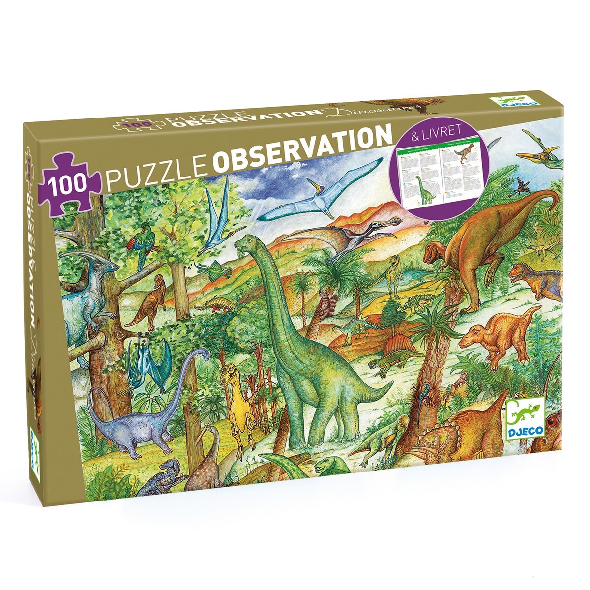 Puzzle de Observación Dinosaurios 100 piezas Djeco 