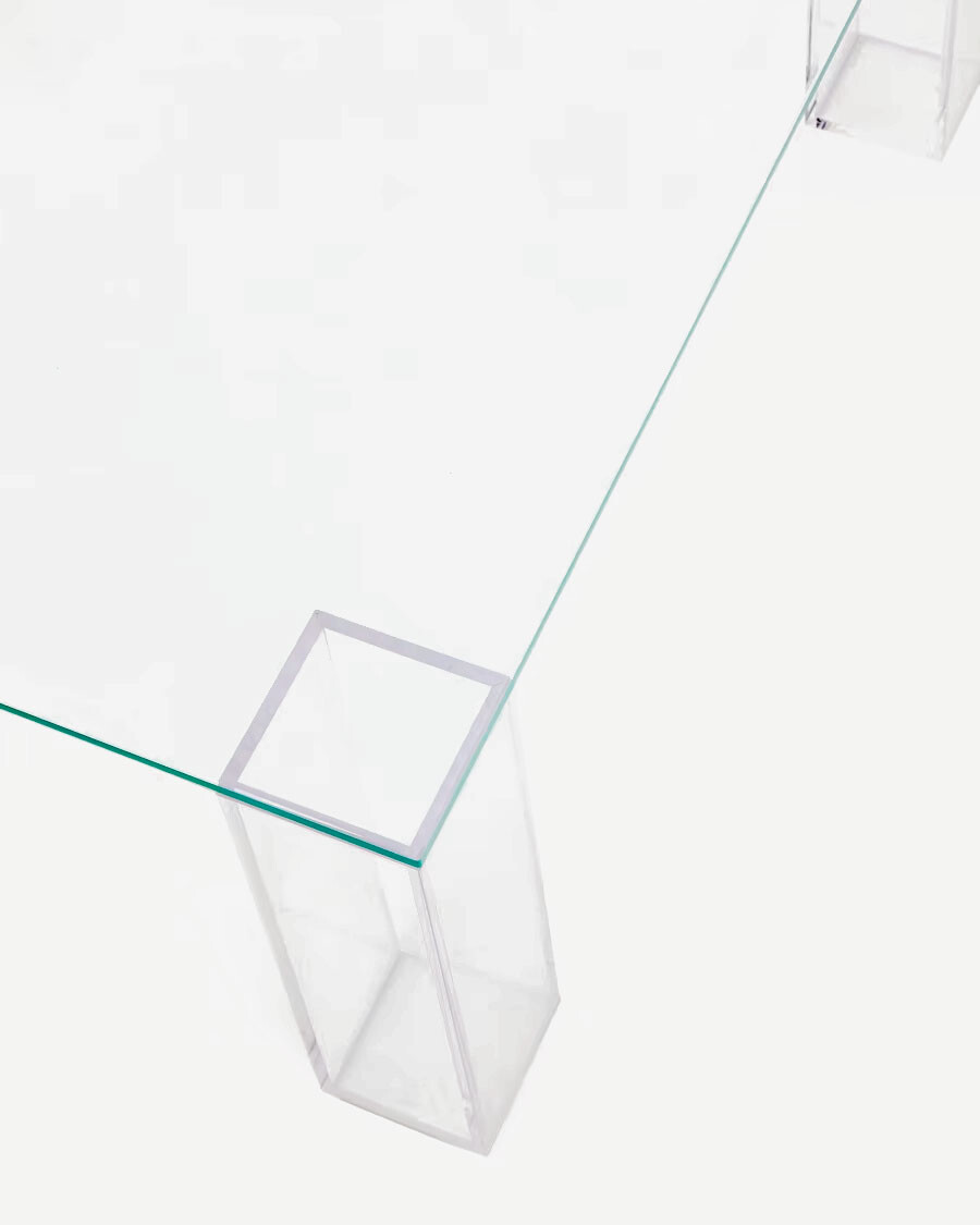 Mesa auxiliar Adularia de cristal templado transparente 85 x 85 cm