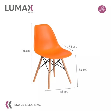 Silla De Comedor Eames Pack 2 Unidades Varios Colores Lumax Naranja