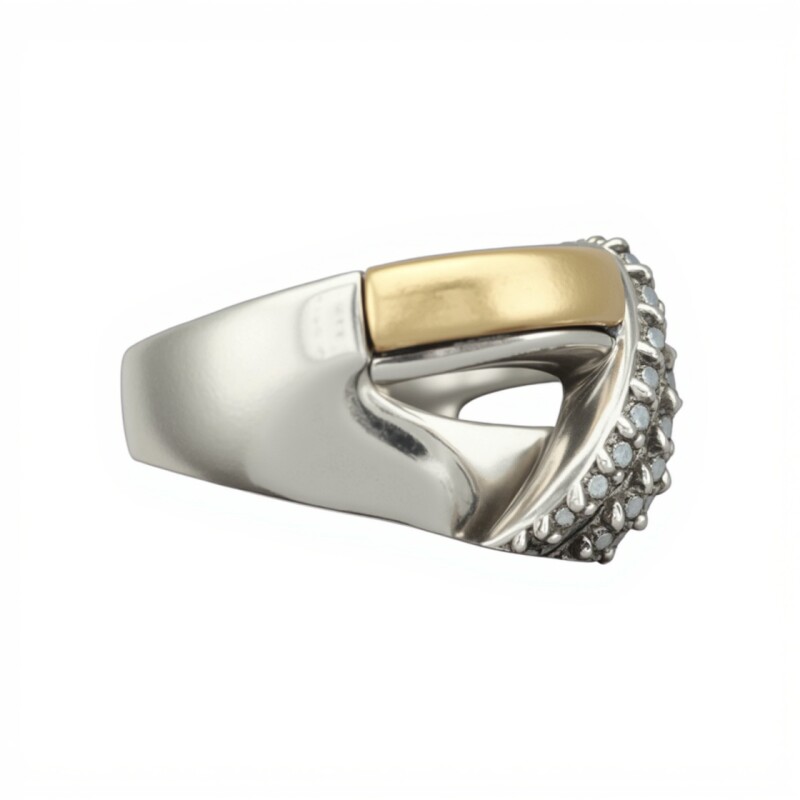 Anillo Tiras-Plata y Oro-Piedra Zirconia-AN5248 conpiedra
