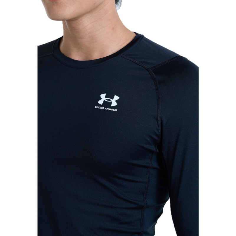 UA HG Armour Comp LS-WHT BLK-001