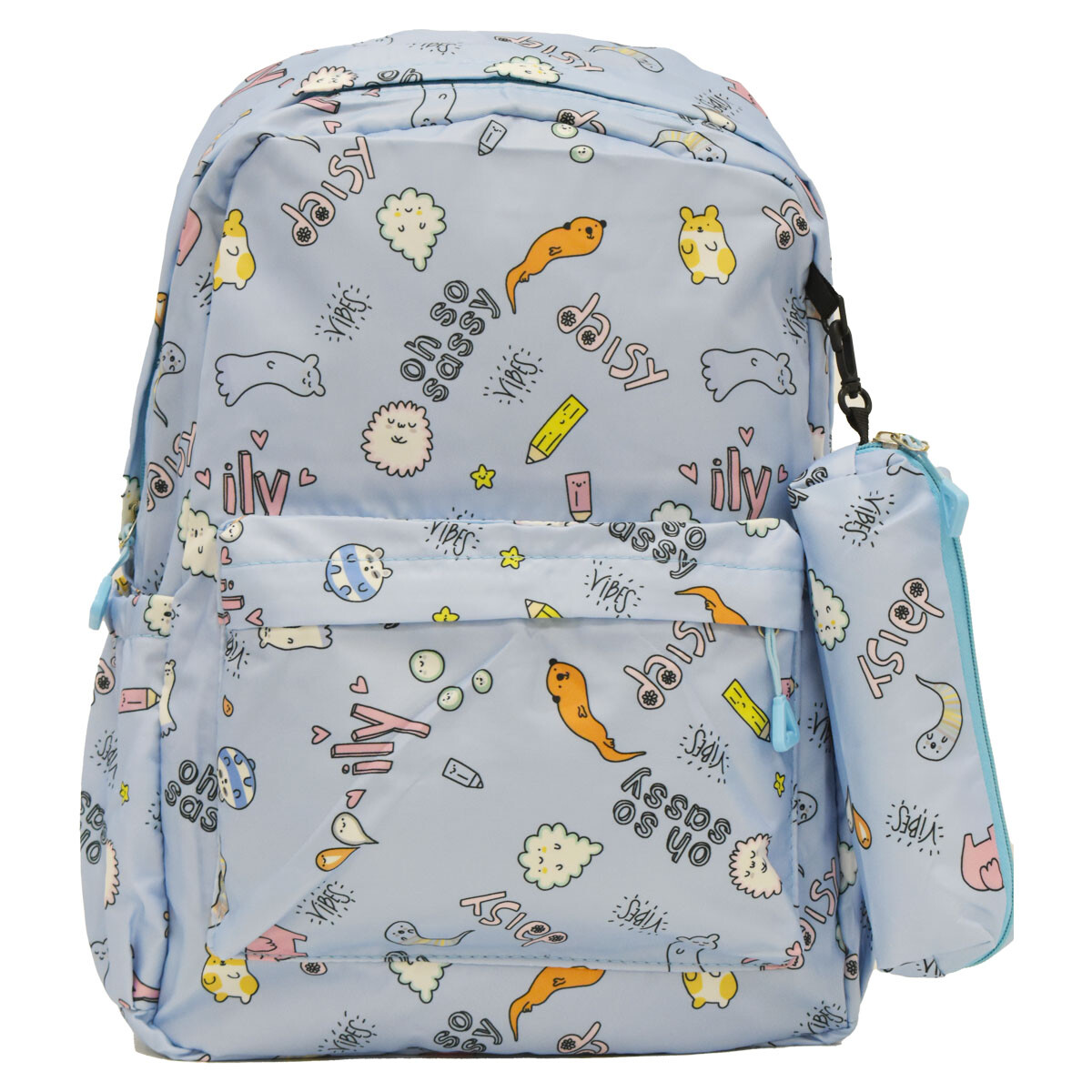 Mochila Escolar Diseño Infantil para Laptop con Cartuchera - Celeste 