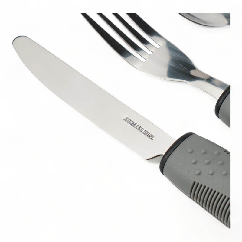 Set Cubiertos Adaptados Artritis, Temblor Manos Gris