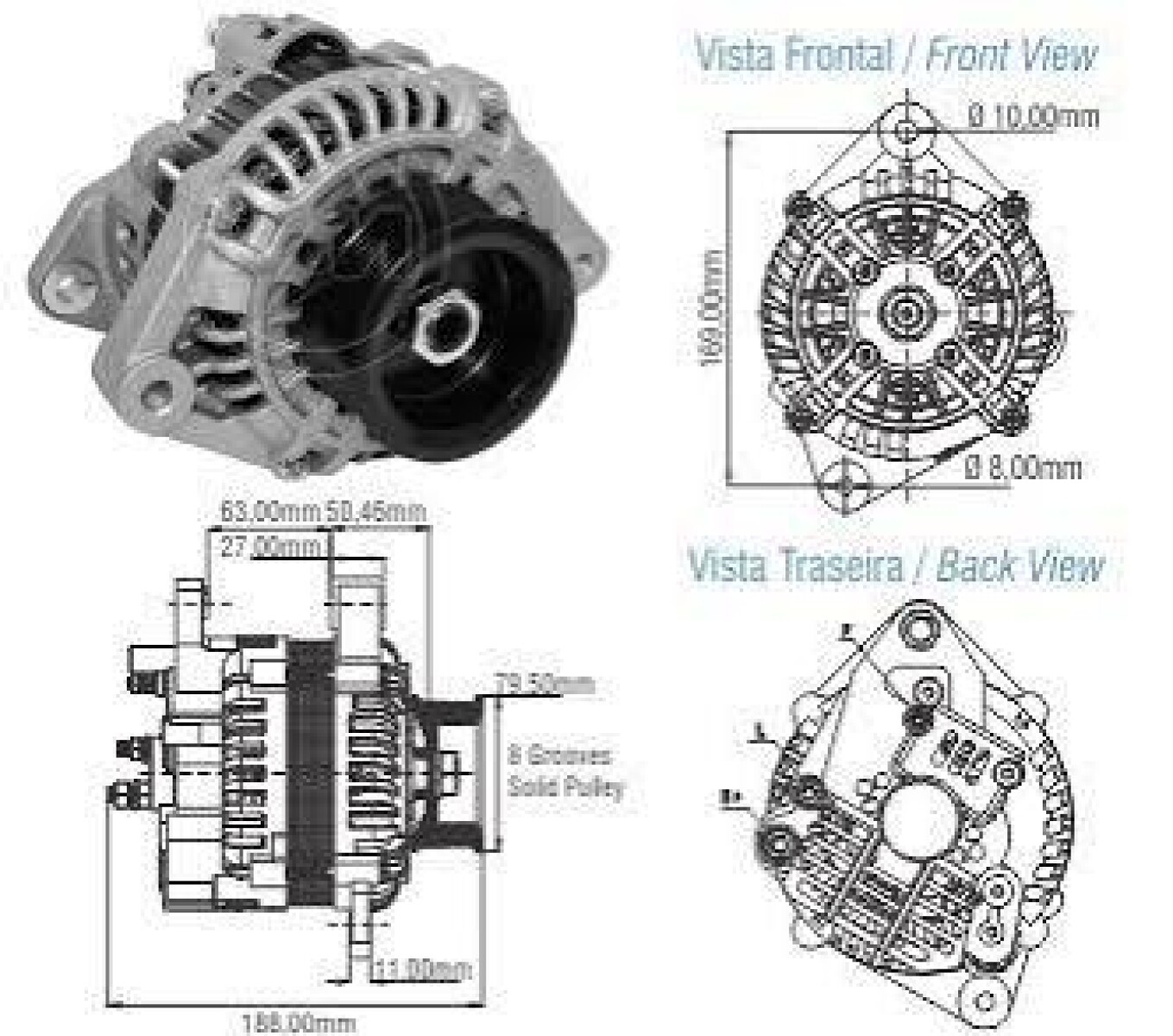 ALTERNADOR MITSUBISHI 24V 80A MITSUBISHI-VOLVO RENAULT ZM 