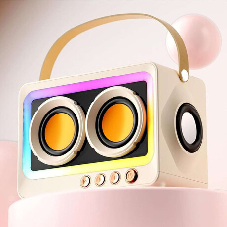 Parlante portátil Bluetooth con luces LED Beige