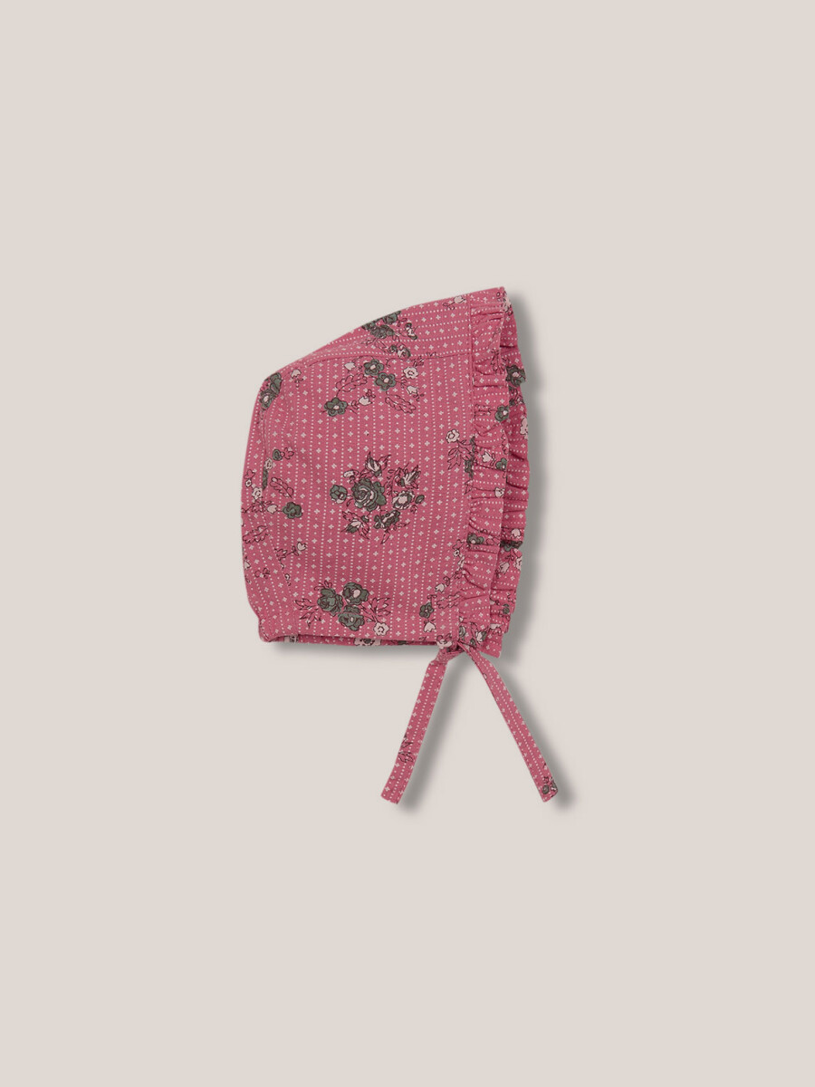 Capota Estampado De Flores Con Volante Rosa