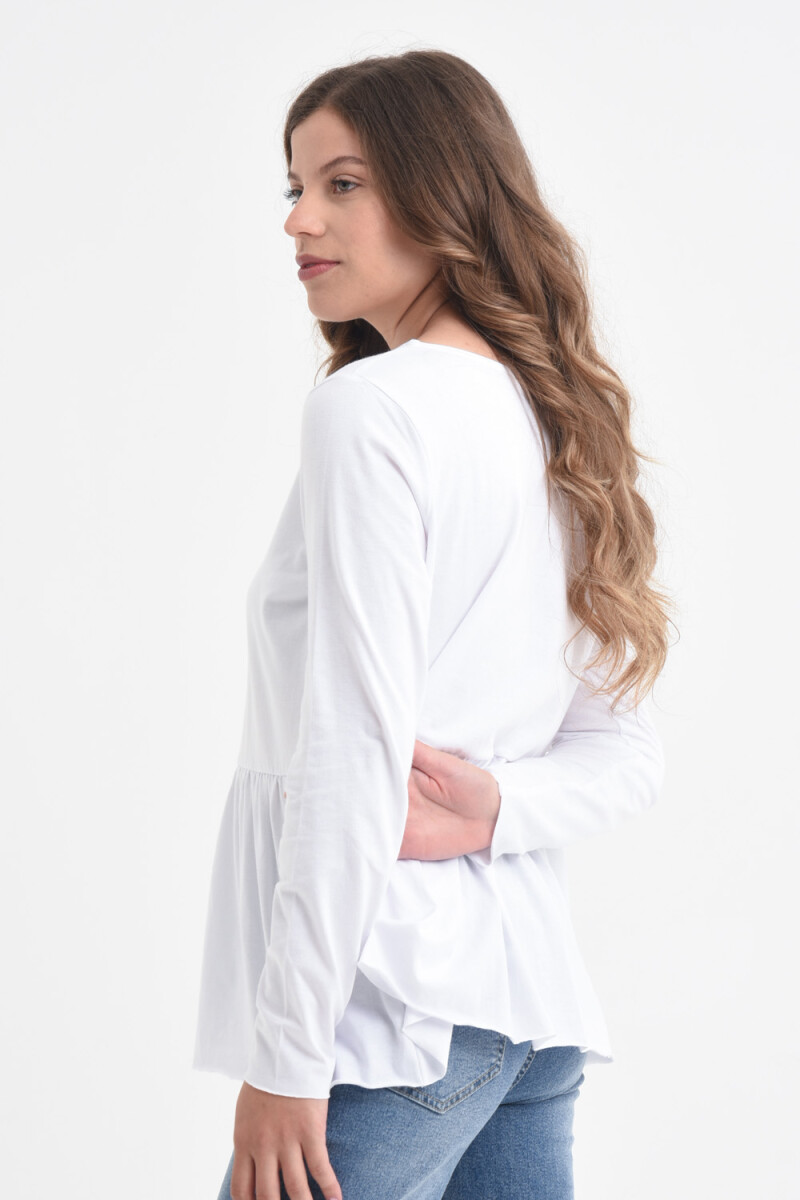 Camiseta manga larga peplum Blanco