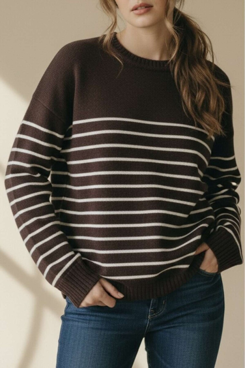 Sweater Rayado - Marron 