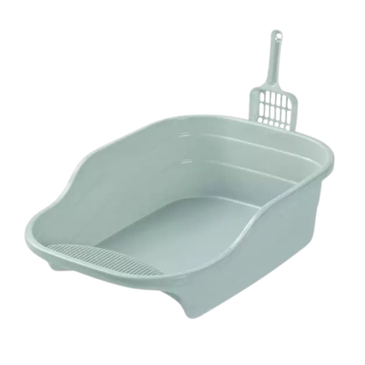 BANDEJA SANITARIA CON ESCALÓN RASCADOR Y PALA DE REGALO - GRIS 