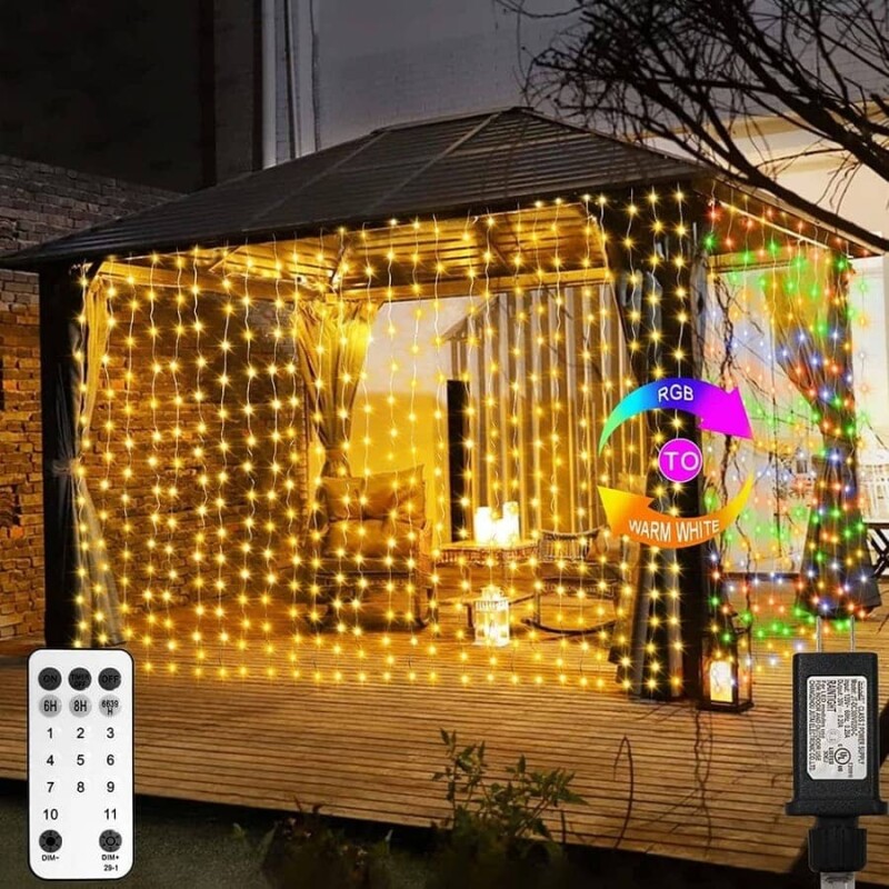 Cortina lluvia luces led cálida decoración 3x3mts Cortina lluvia luces led cálida decoración 3x3mts