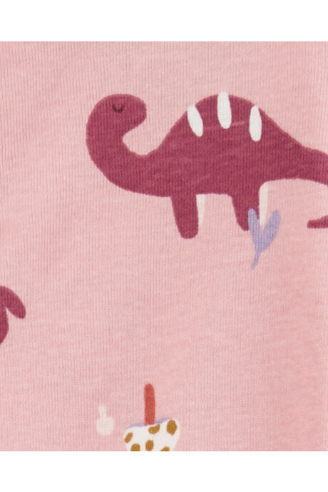 Pijama uno pieza de algodón, con pie, rosado, diseño dinos. Talles 2-5T Pijama uno pieza de algodón, con pie, rosado, diseño dinos. Talles 2-5T