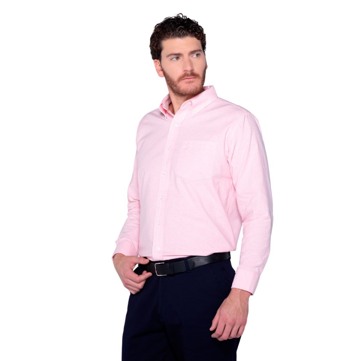 Camisa oxford manga larga - Rosa 