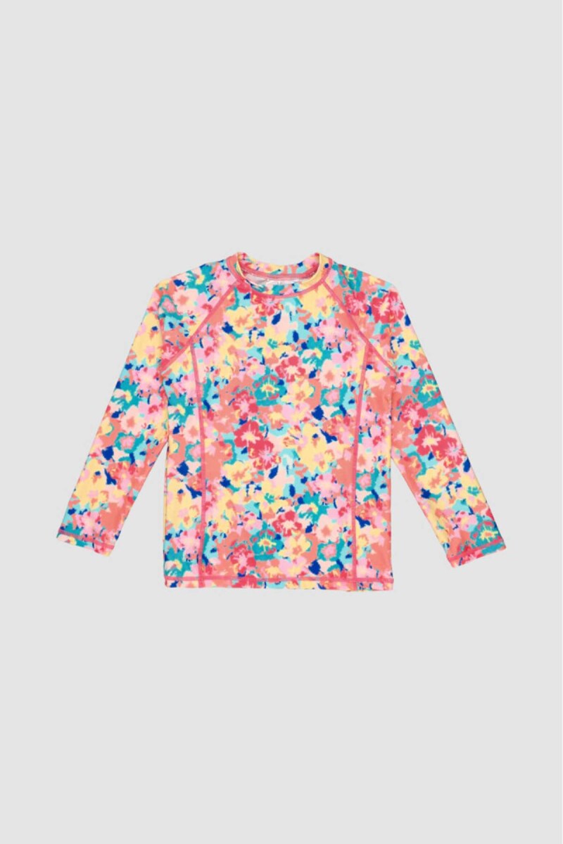 Tshirt manga larga print 2-10a - Flor aquarela 