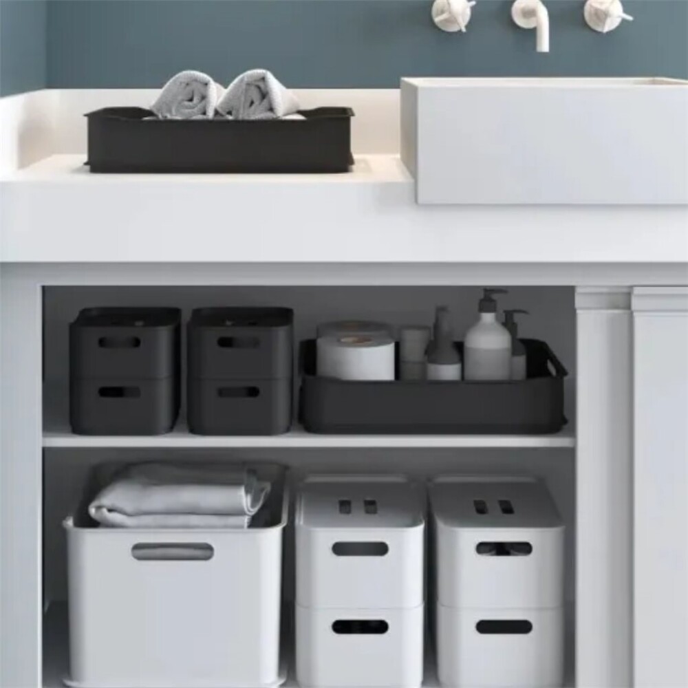 Canasto Plástico Rectangular Coza Gris Claro 18,5 x 15 x 8 cm CANASTO PLASTICO RECT 18.5X15X8CM COZA LIGHT GRAY