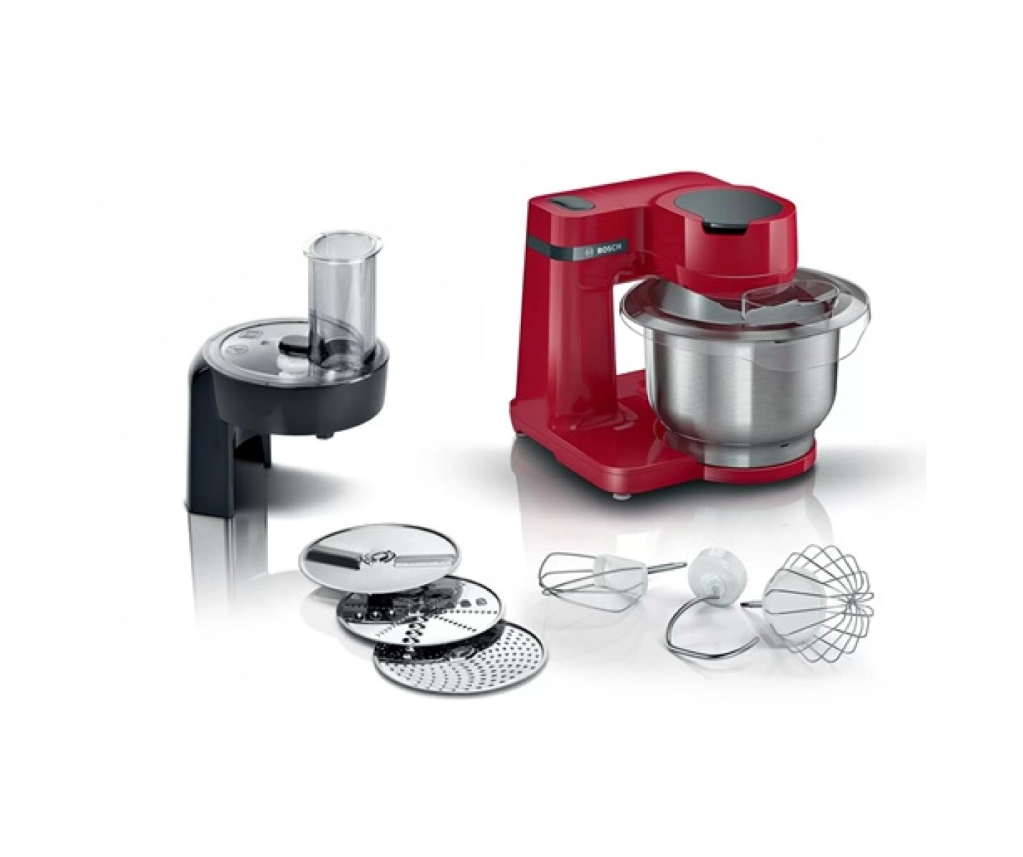 Robot de Cocina Bosch Rojo con Bowls de Acero Inox c/Tapa 