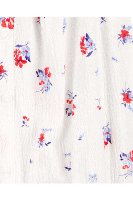 Musculosa de jersey arrugado, diseño floral Sin color