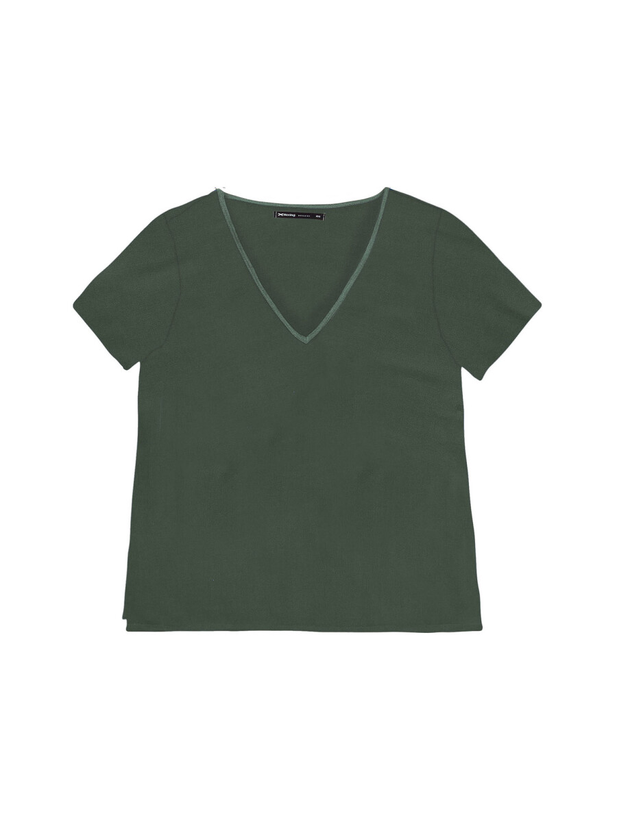 BLUSA BÁSICA FEMENINA ESCOTE V - VERDE 