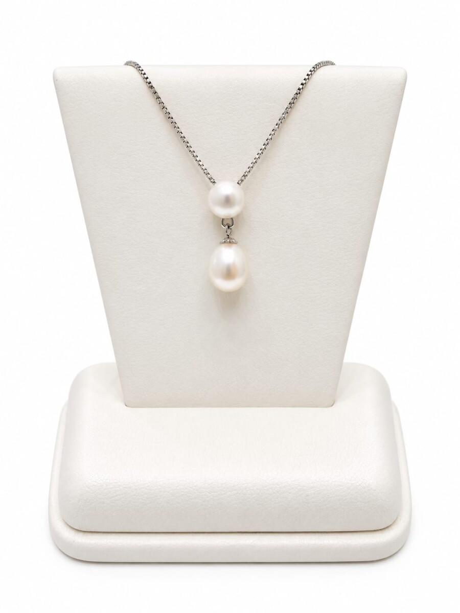 Cadena con colgante doble perla de cultivo 