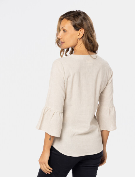 BLUSA DE LINO VOLADOS Beige