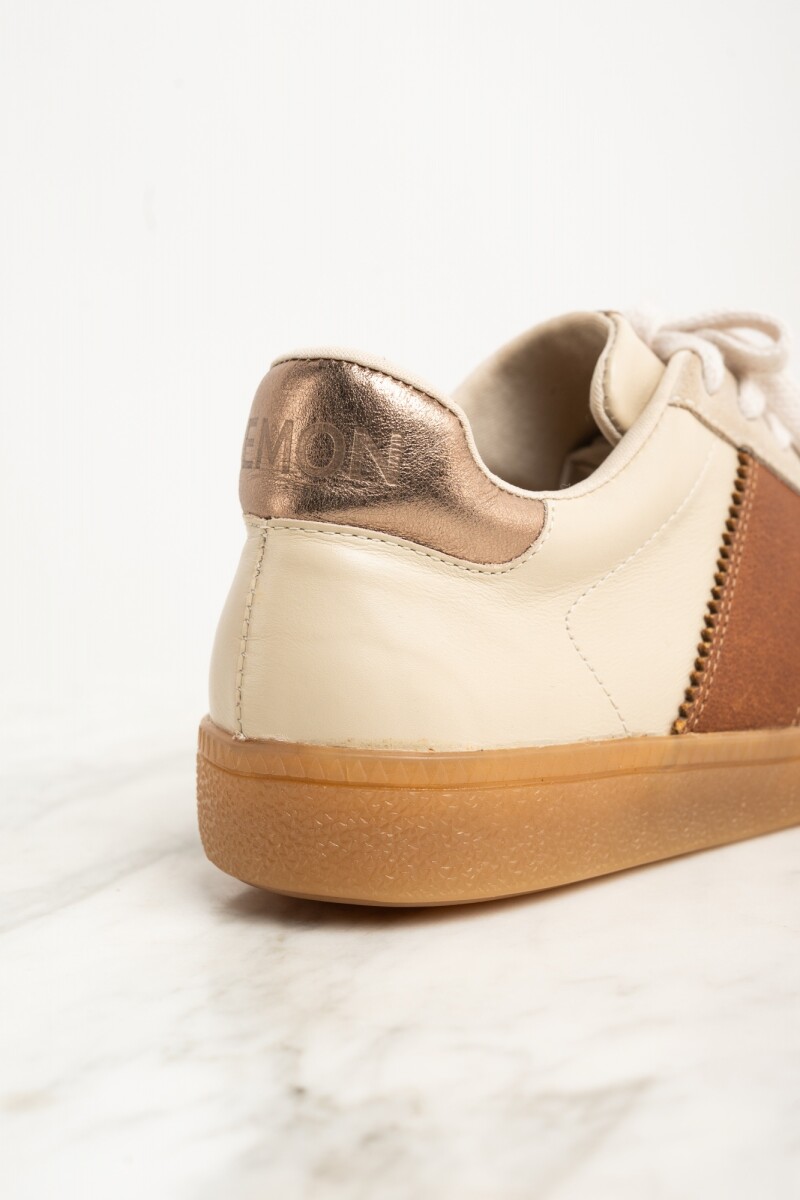 Zapatilla Combinada Cuero Nácar