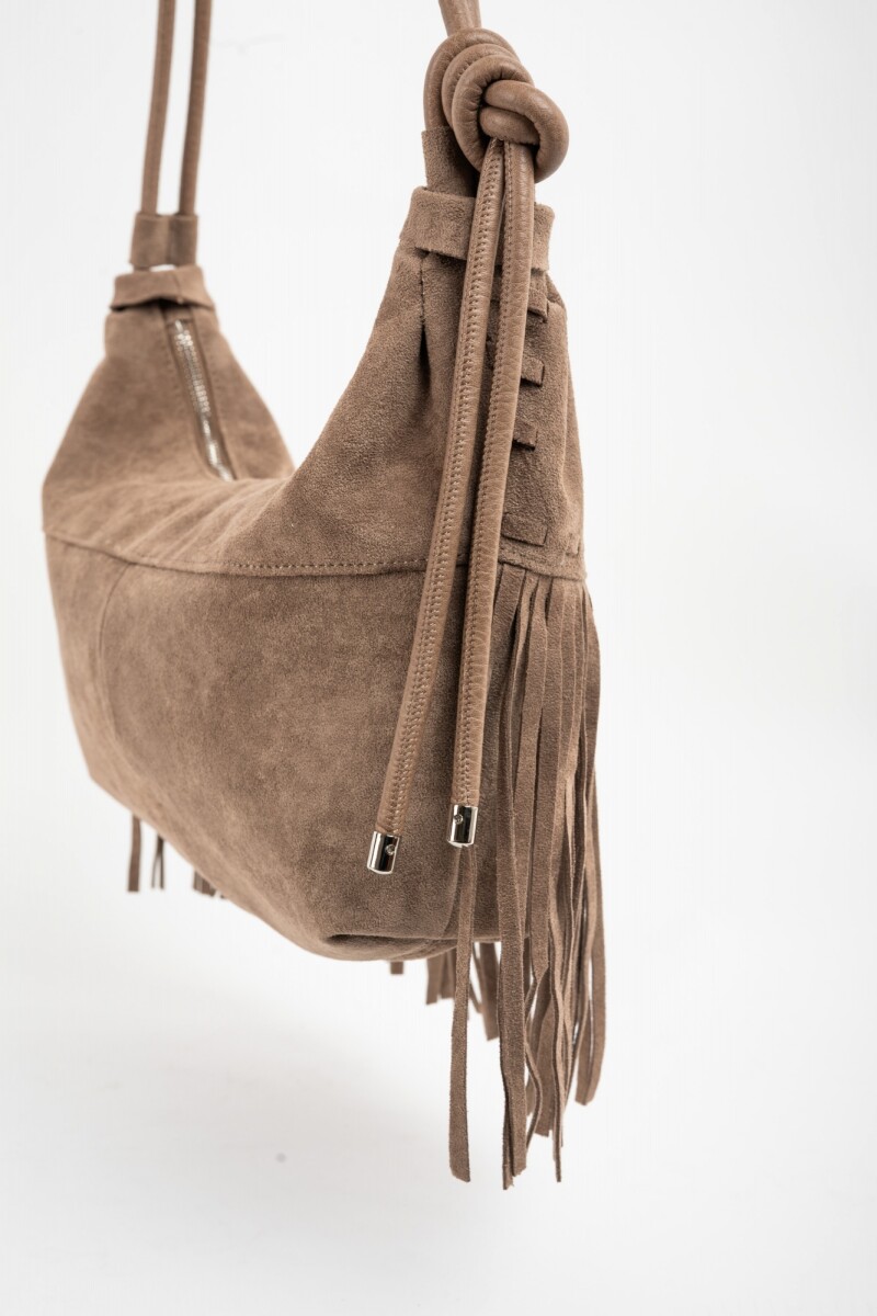 Cartera Gamuza Vegana Flecos Vison