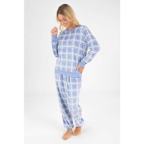 Pijama velour escoces Azul