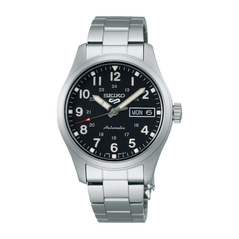 Reloj automático Seiko 5 Sports SRPJ81K1 para hombre con correa de acero Negro