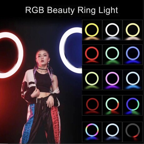 Aro de luz led RGB 26cm con soporte de celular V01