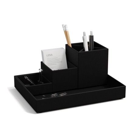 ORG ESCRITORIO 4 PIEZAS PAPEL NEGRO LENA