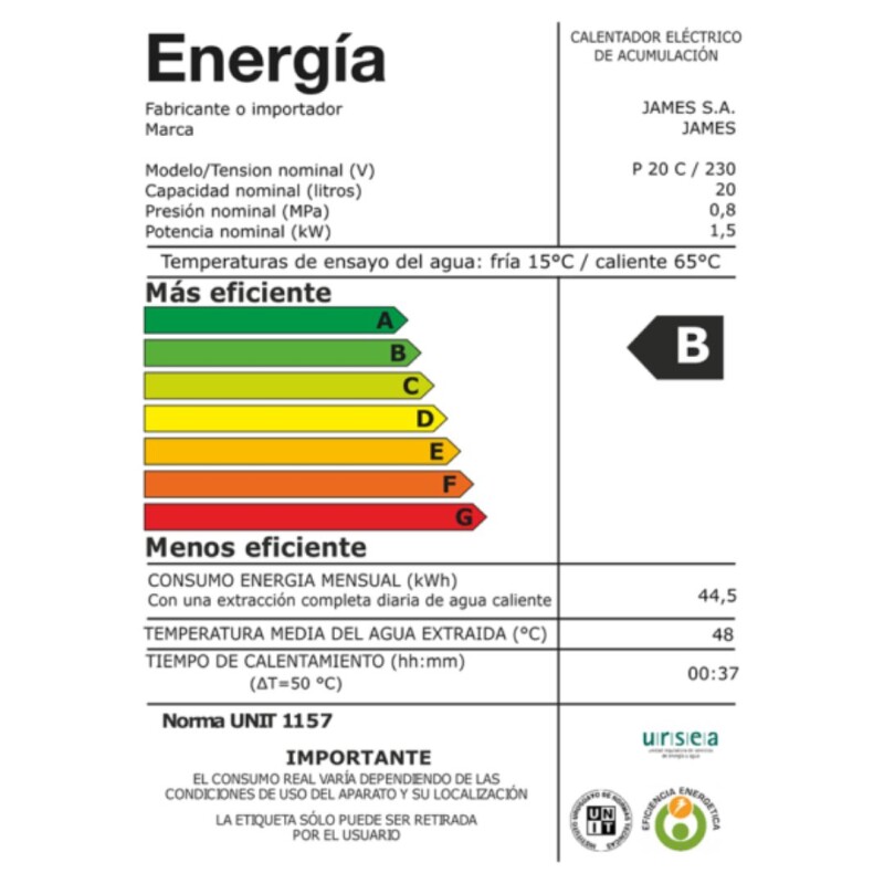 Termotanque Calefón James Cobre PRISMA 20 Litros Termotanque Calefón James Cobre PRISMA 20 Litros