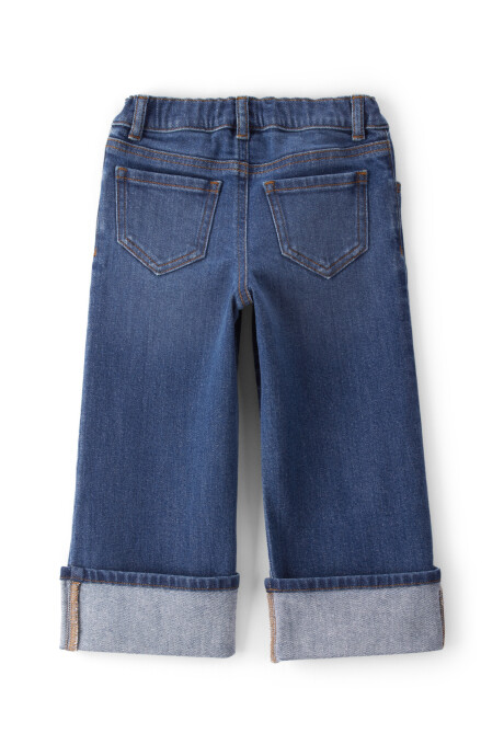 Pantalón jean de pierna ancha y dobladillo Sin color