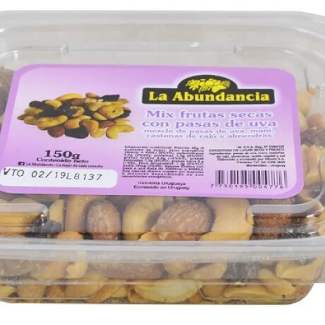 MIX FRUTAS SECAS C/PASAS POTE 150G LA ABUNDANCIA MIX FRUTAS SECAS C/PASAS POTE 150G LA ABUNDANCIA