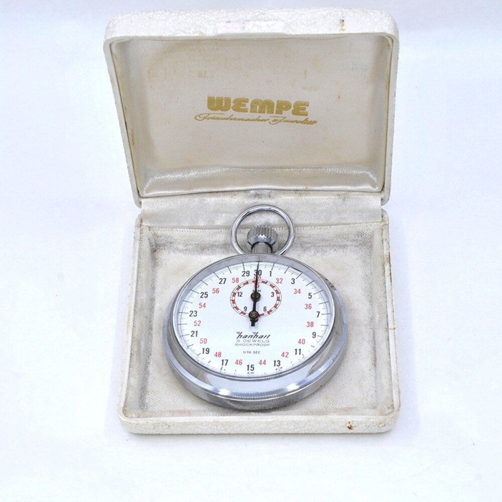 Hanhart Cronografo Stopwatch 1/10 Sec. Año 1960'S Con Estuche Wempe Hanhart Cronografo Stopwatch 1/10 Sec. Año 1960'S Con Estuche Wempe