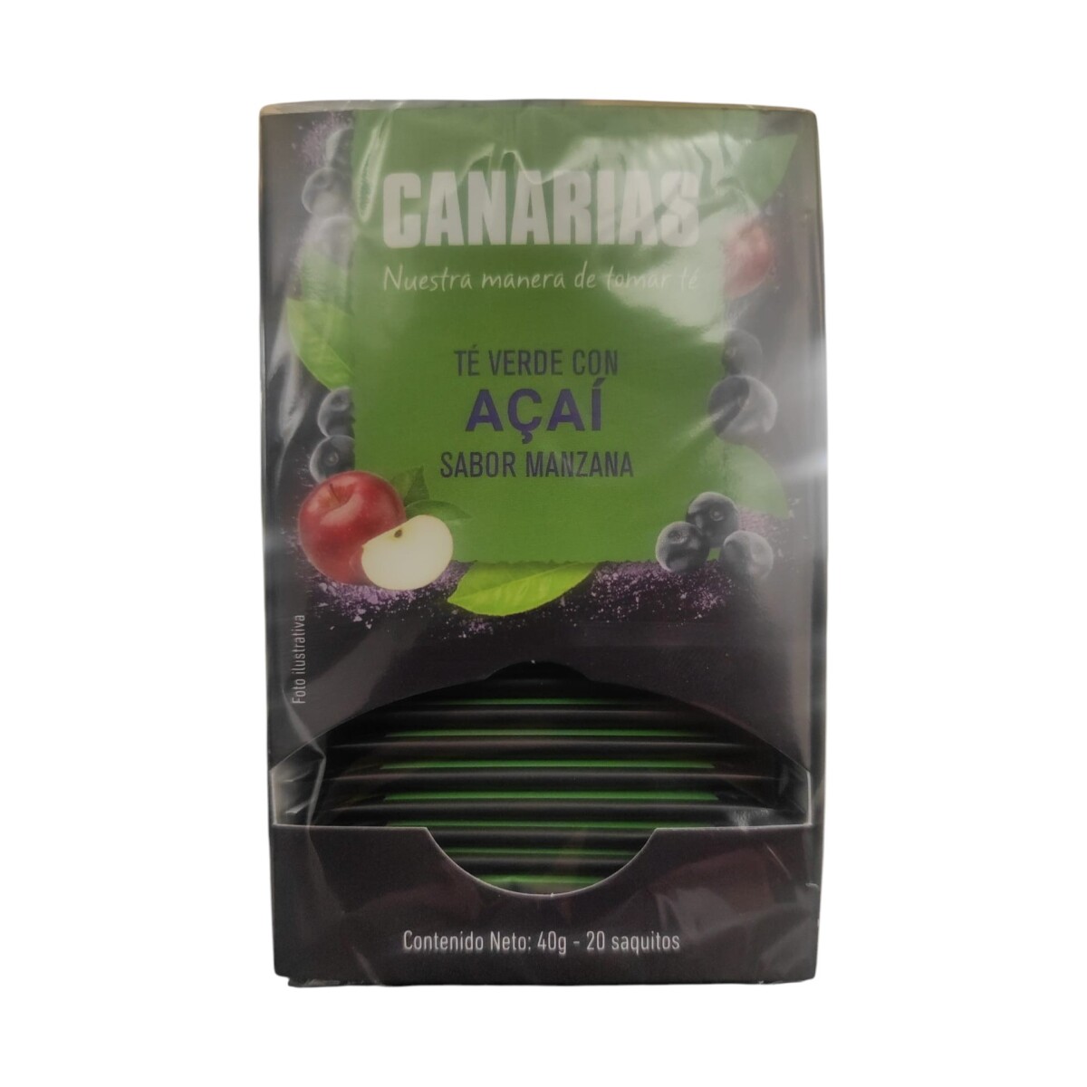 Caja X20 Té Verde con Acai Sabor Manzana Canarias 40GR 