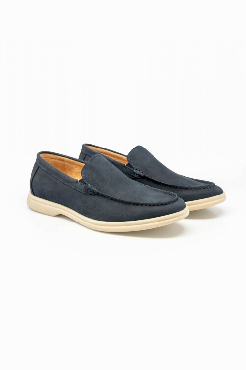 Mocasín liso cuero Navy