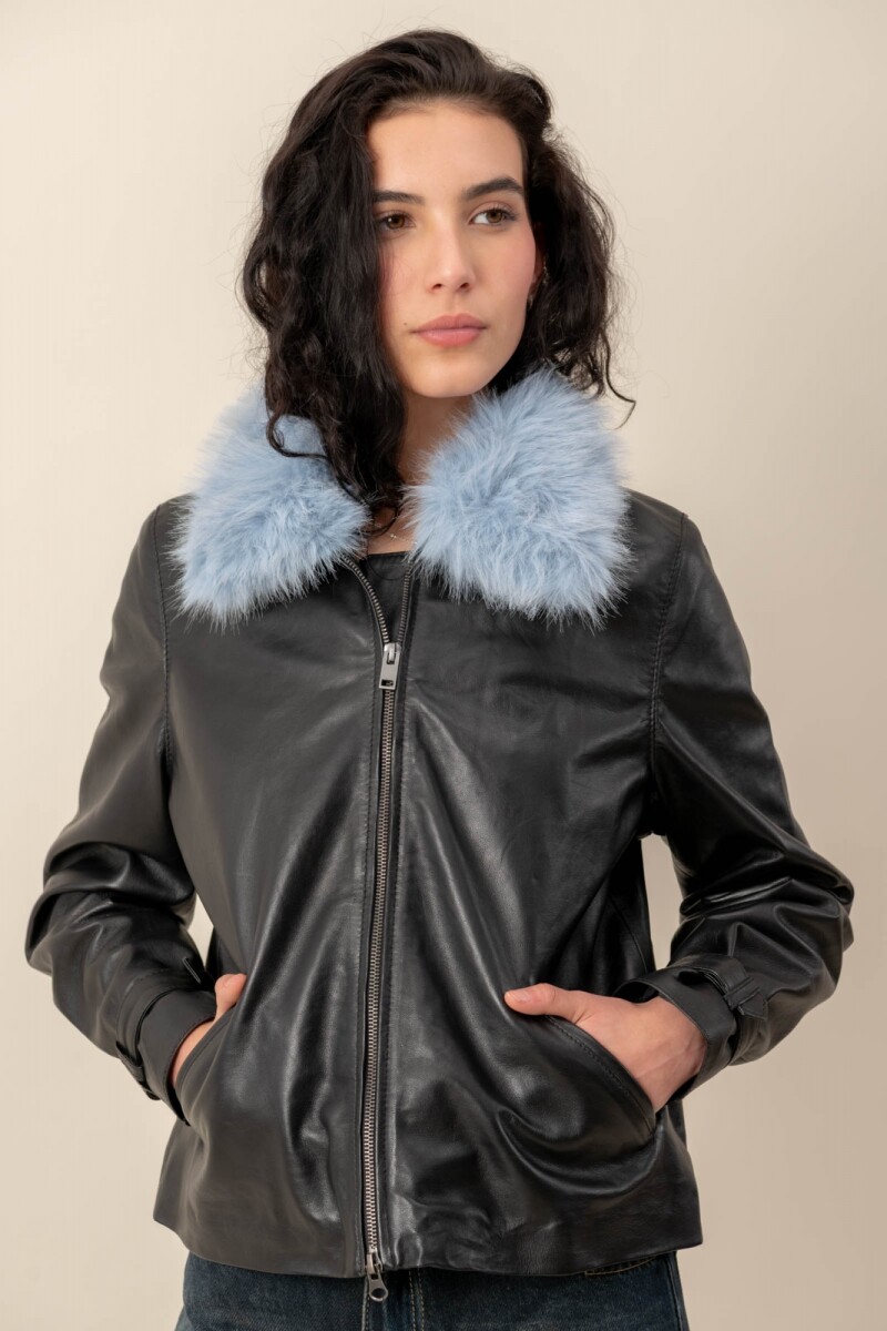 Campera cuero Thar - Negro 